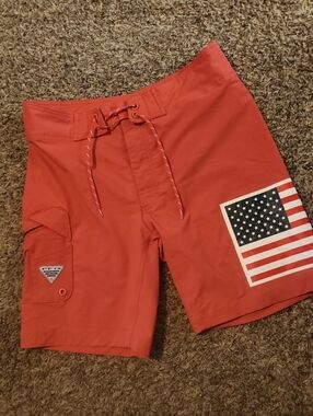 Men's Board Shorts with American Flag Patch